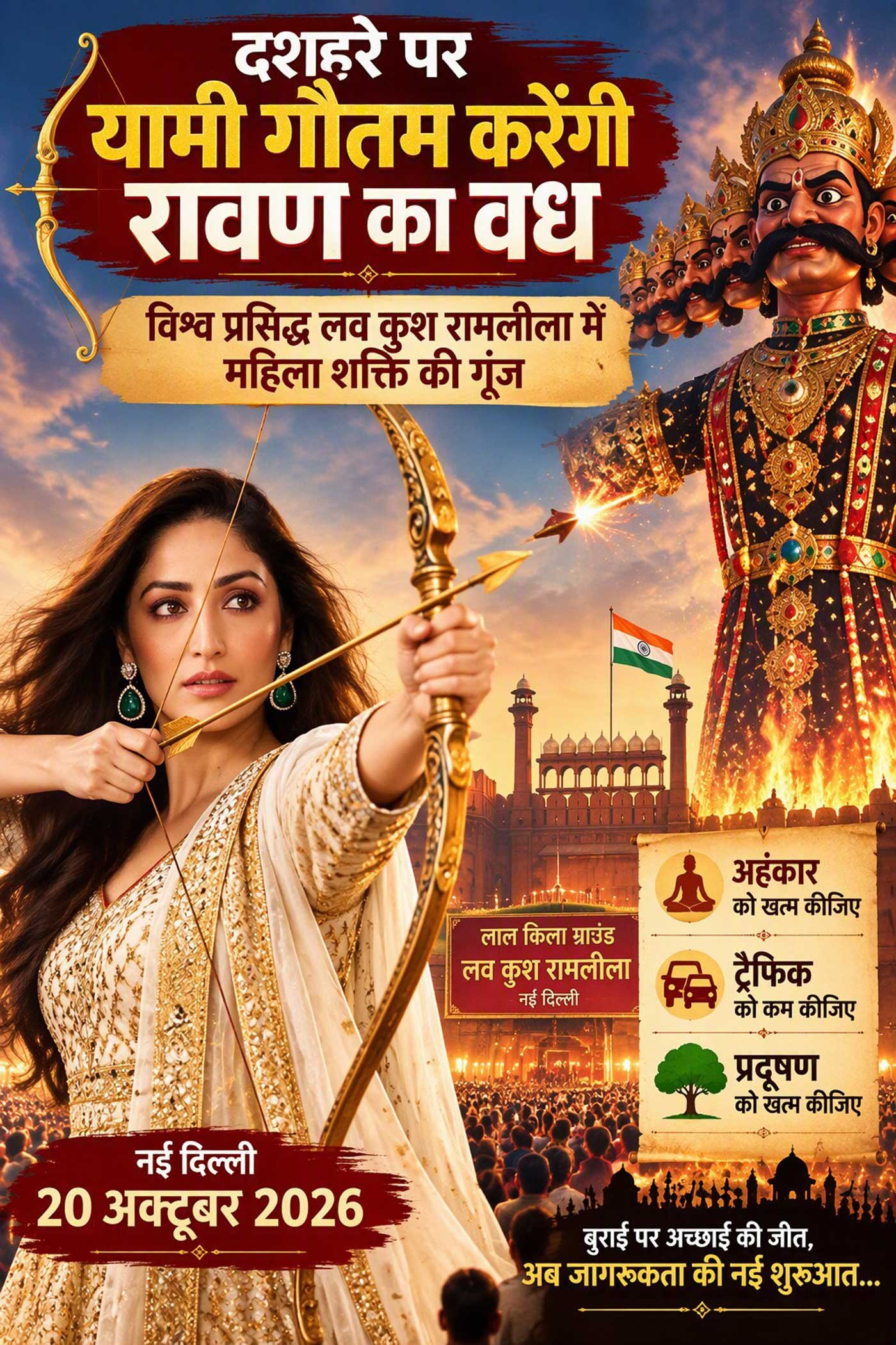 दशहरे पर यामी गौतम करेंगी रावण का वध, विश्व प्रसिद्ध लव कुश रामलीला में महिला शक्ति की गूंज